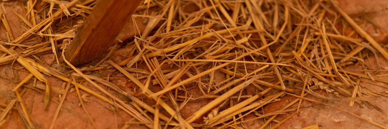 IMG_6156 Stroh auf einem rauhen Klinkerboden